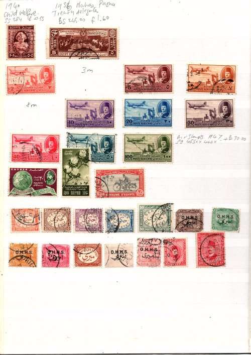 HIGH CV EGYPTIAN SELECTION OF STAMPS ON STOCK BOOK PAGE (SEE SCANS)