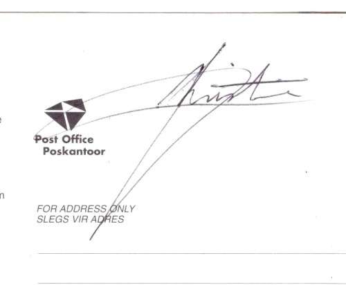 RSA RWC `95 Postcard & cover signed by the coach Kitch Christie ! See images & description