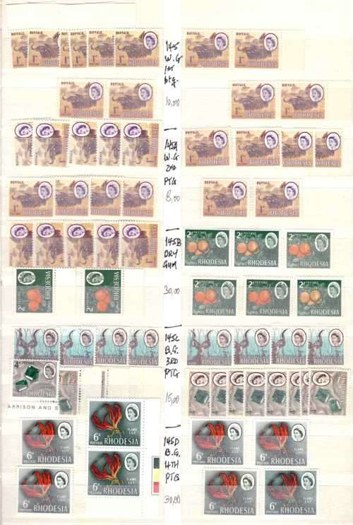 Rhodesias Definitives dealers bulk clearance - mostly UMM - see 5 scans