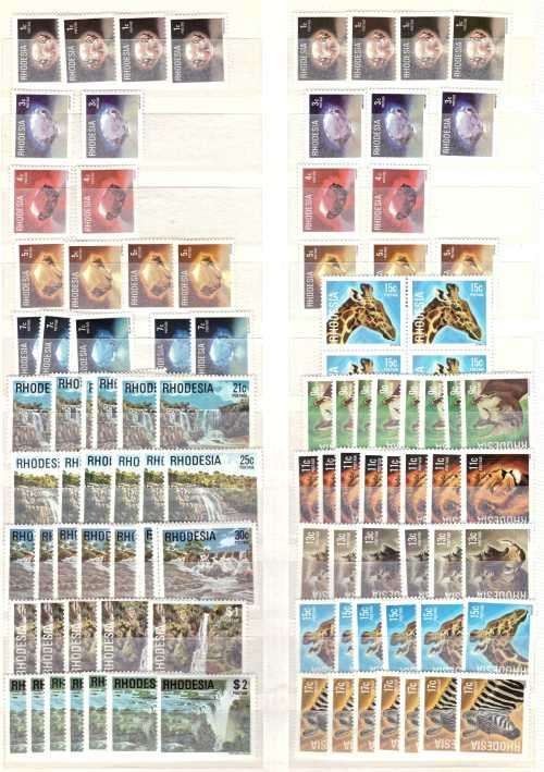 Rhodesias Definitives dealers bulk clearance - mostly UMM - see 5 scans