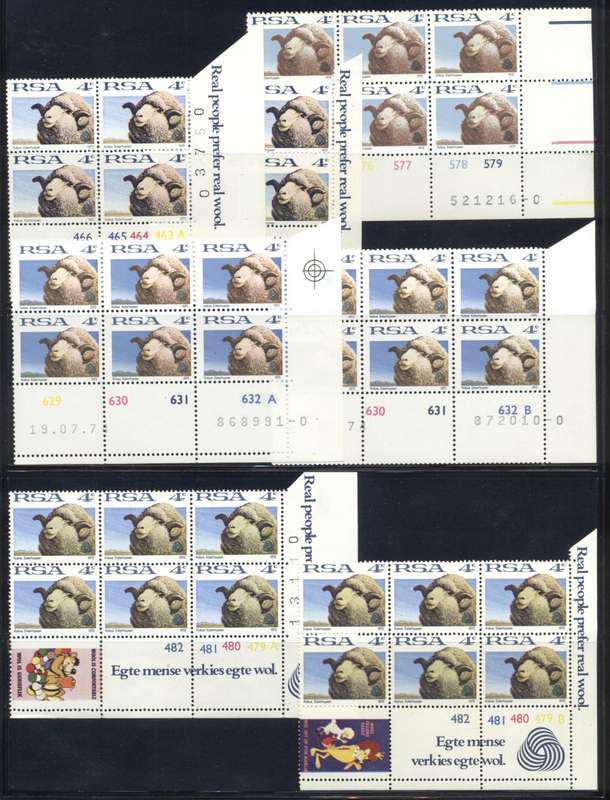 RSA 1st Definitives Various Printings MNH controls selection - see 9 scans