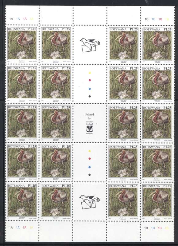 Botswana 1997 Birds short set of 13 to P10 Gutter part sheets  - Superb - CV R 14 000+ !