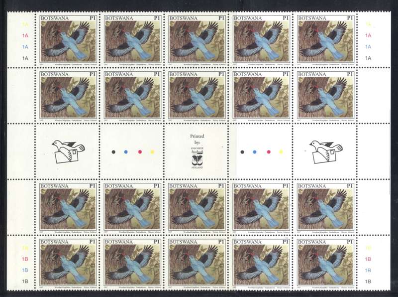 Botswana 1997 Birds short set of 13 to P10 Gutter part sheets  - Superb - CV R 14 000+ !