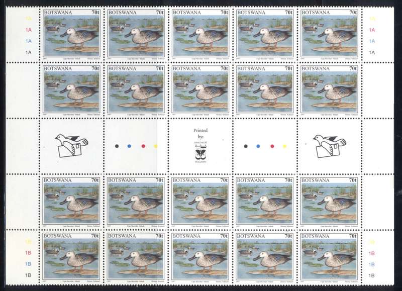 Botswana 1997 Birds short set of 13 to P10 Gutter part sheets  - Superb - CV R 14 000+ !