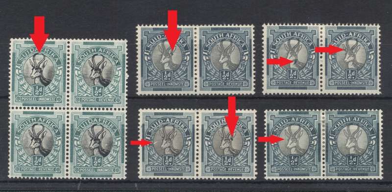 Uinion 1d Varieties/ Flaws x 5 - Very Fine Mint*