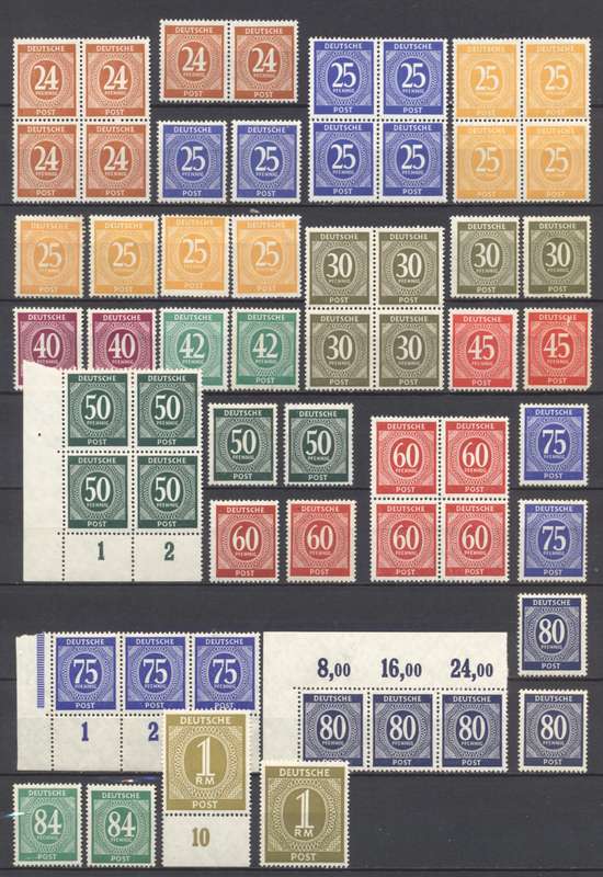 Germany 1946 Allied Occupied Zone full set + some shades - MNH / MLH - See 2 scans