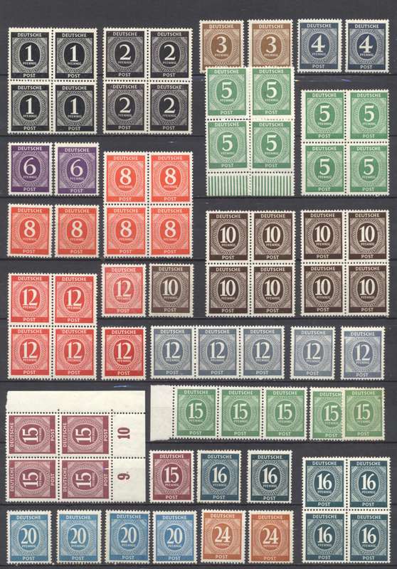 Germany 1946 Allied Occupied Zone full set + some shades - MNH / MLH - See 2 scans