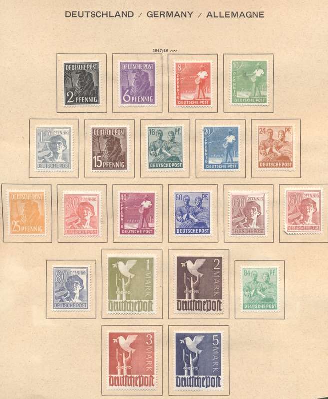 Germany 1947 Allied Occupied Zone Full set MLH & Used - hinged on page - see 2 scans