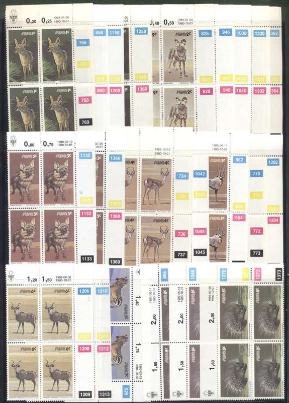S.W.A. Animals Definitives Collection - Control blocks, strips, booklets, full sheets etc see 5 scan