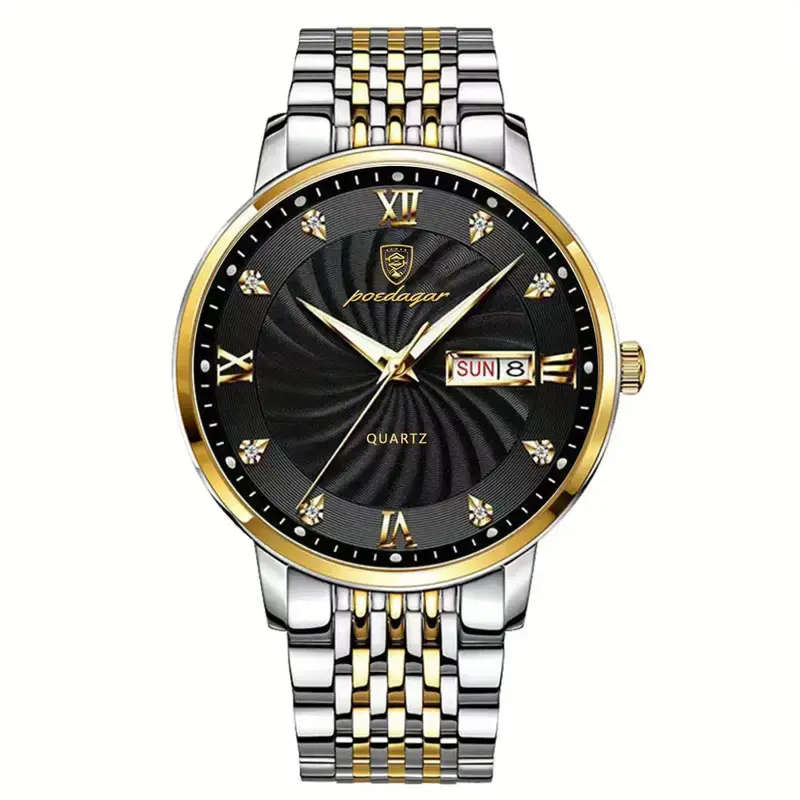 POEDAGAR Trendy Stainless Steel Quartz Watch