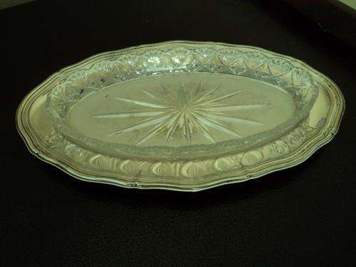 Silver Plated dish with glass insert.