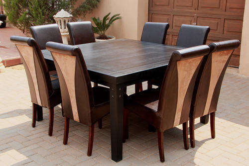 Mahogany and Genuine Leather Dining Suite