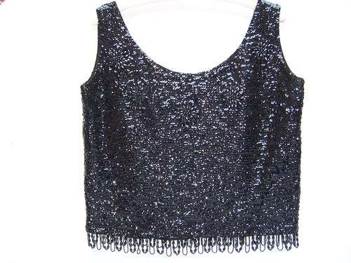 Fully Beaded Black Top, Size M