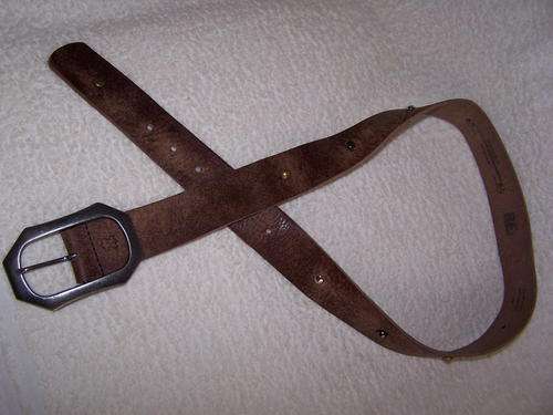 Cowboy Style Studded Brown Leather Belt Made in RSA, Size Medium
