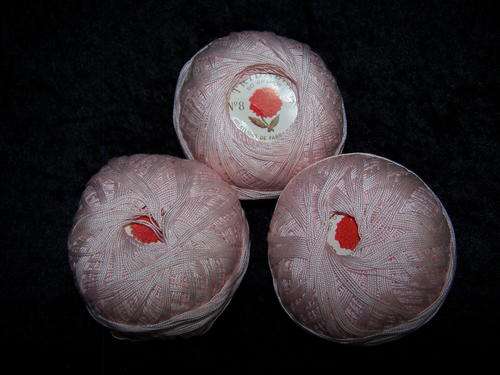 Three Balls of Pink Tridalia (for Coats) Crocheting Cotton @ 50 g per Ball
