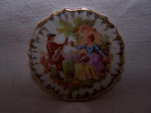 Antique Limoges Miniature Plate with Stand, Made in France