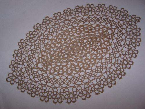 Vintage Hand-Made Oval Tatting Lace Doiley