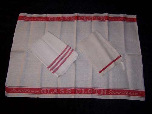 Three Vintage Linen Tea Towels