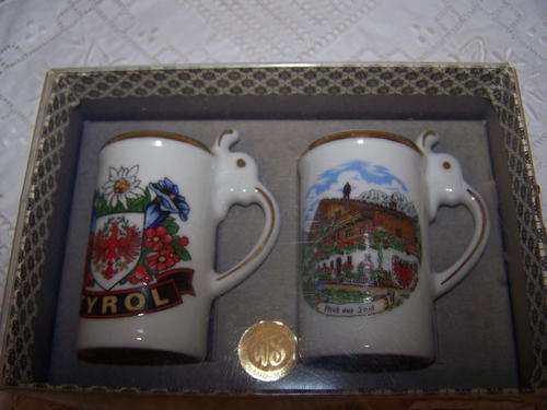 Hand-Made Salt & Pepper Set in Form of Tankards, Made in Tirol - Austria