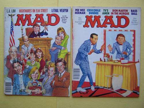 Two MAD Magazines No. 273 September 1987 and No. 274 October 1987.