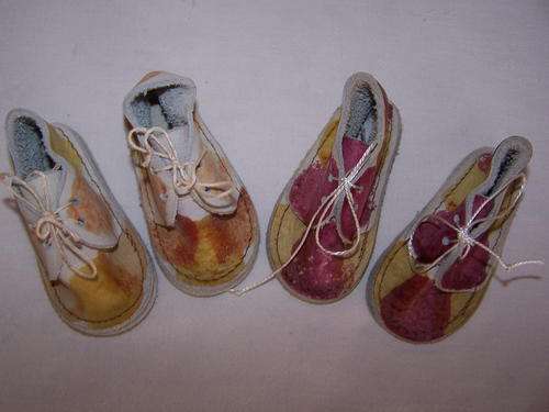 Two Pairs of adorable Doll's Leather Shoes
