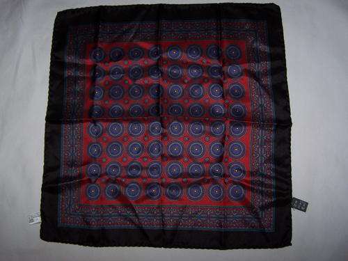 Vintage Silk Pocket Handkerchief made in Italy for Barneys, New York. Unused.