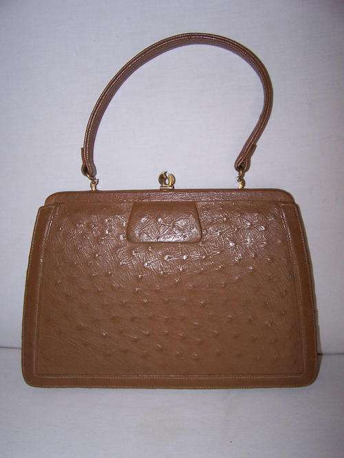 Ostrich Leather Vintage Bag - Suede Leather Lining. STUNNING.