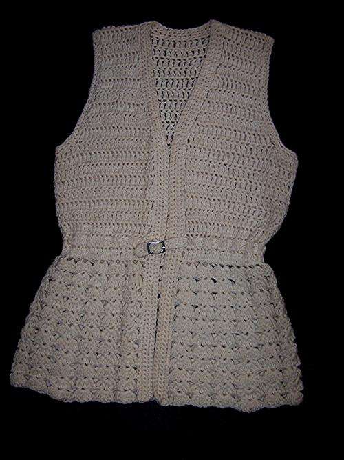 Gilet. Hand Crocheted 1970s Gilet.