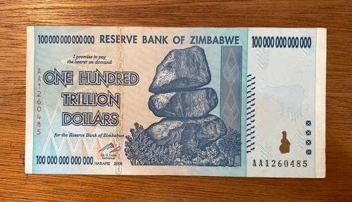 100 Trillion Zimbabwe Dollar note