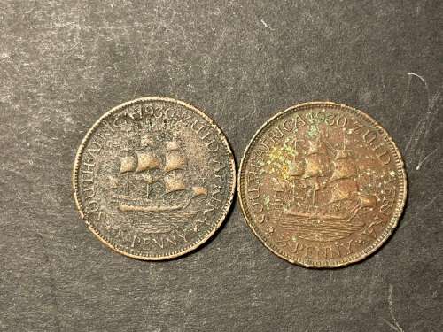 Set of 2 1930 SA 1/2 penny coins