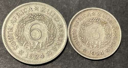 1924 6 pence and 3 pence coins - Excellent condition *scarce*