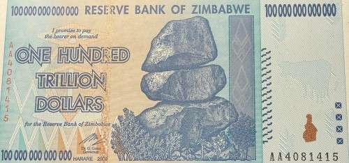 Zimbabwe 100 trillion dollor banknote - Excellent crisp condition