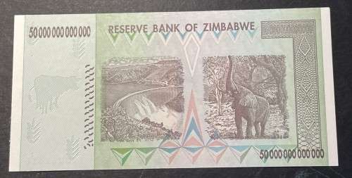 Zimbabwe 50 trillion dollar banknote - probably UNC - I cannot find any folds, creases or pin-holes.