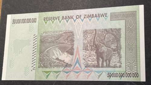 Zimbabwe 50 trillion dollar banknote - probably UNC - I cannot find any folds, creases or pin-holes.