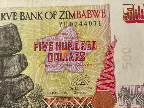 Nice Zimbabwe 500 dollar banknote