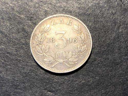 1896 ZAR 3 pence (tickey) silver coin