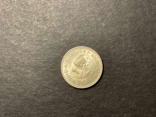 1961 SA 2 1/2 cent silver coin - a/UNC