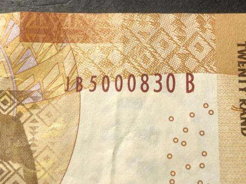 R20 L Kganyago banknote fancy serial number - JB 5000830 B