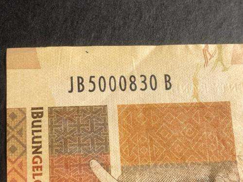R20 L Kganyago banknote fancy serial number - JB 5000830 B