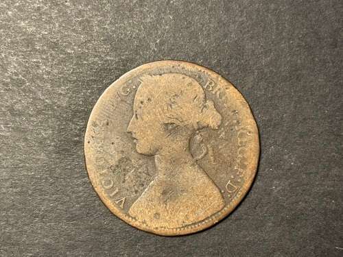 1865 British old copper 1 penny coin