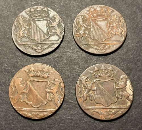 Excellent 1790 VOC copper 1 duit coins - 2 available