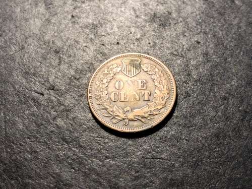 Error 1865 USA Indian head 1 cent coin - Cracked die error on the reverse