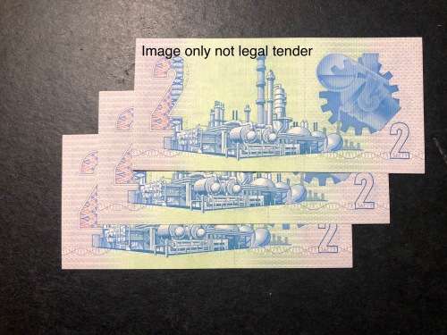 Set of 3 Crisp UNC in sequence 2 Rand banknotes - 1984 GPC de Kock 3rd issue