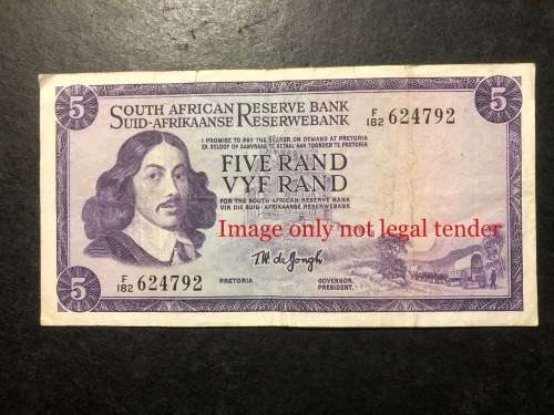 1967 TW de Jongh First issue E/A R5 banknote