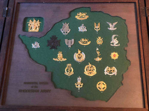 Rare Regimental Badges of the Rhodesian Army display - 20 badges - READ DISCRIPTION!