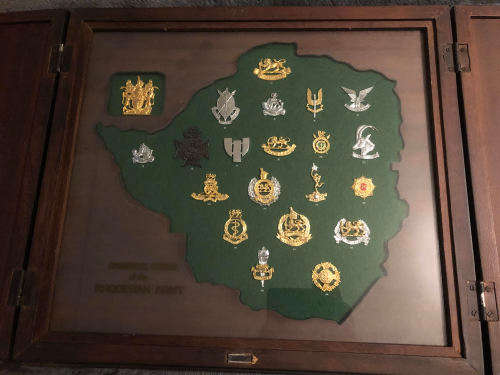 Rare Regimental Badges of the Rhodesian Army display - 20 badges - READ DISCRIPTION!