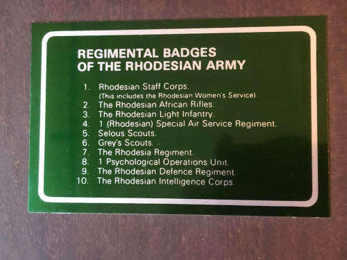 Rare Regimental Badges of the Rhodesian Army display - 20 badges - READ DISCRIPTION!