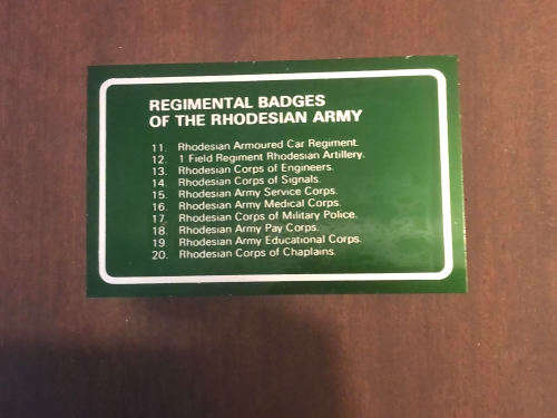 Rare Regimental Badges of the Rhodesian Army display - 20 badges - READ DISCRIPTION!