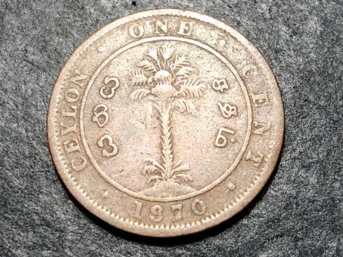 Scarce 1870 Ceylon Bronze 1 cent coin