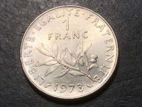 1973 French 1 Franc coin - AU+/UNC